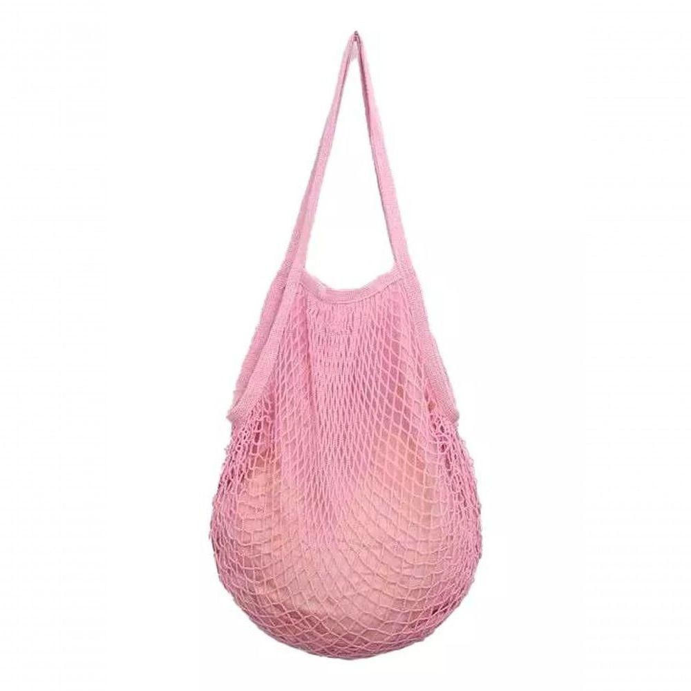 Bolsa De Praia Feminina Saco De Rede Macramê Verão Piscina Com Alça rosa Claro