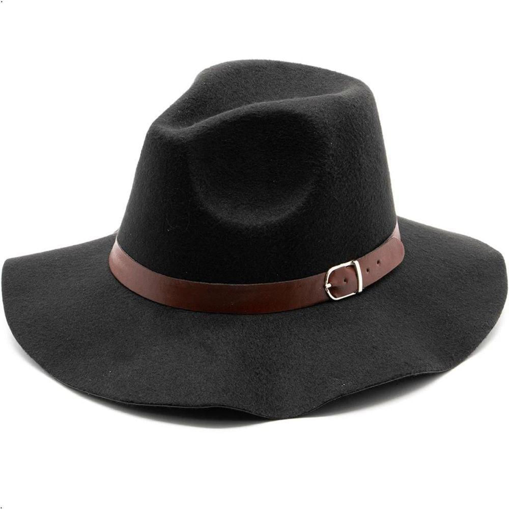 Chapéu Fedora De Feltro Aba Média Maleável Cata Ovo Cowboy Rodeio Unissex Batateiro Preto