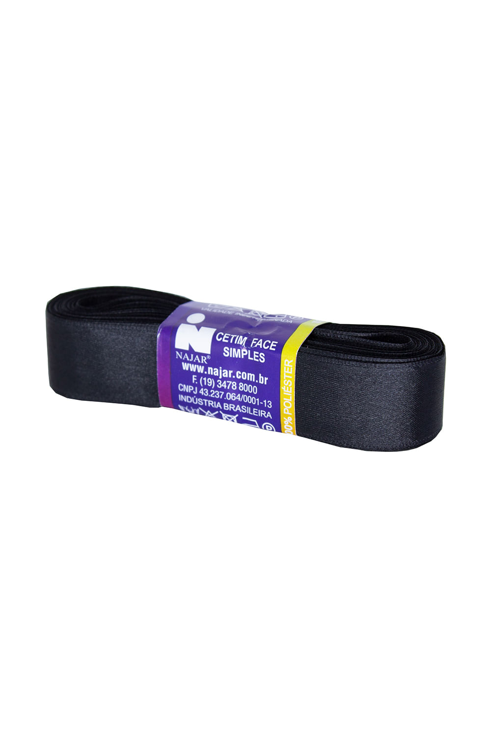 Fita de Cetim Nº05 22mm Peça com 10m Preta