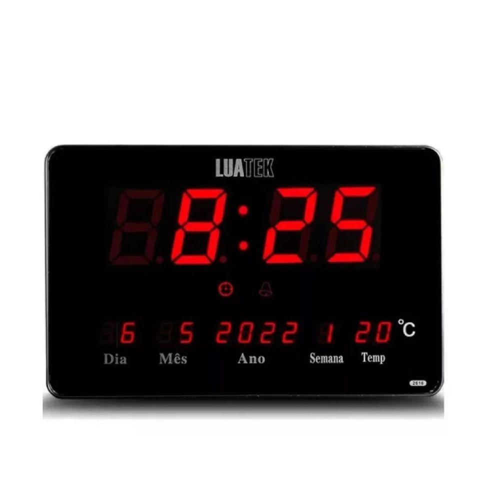 Relógio Parede Mesa Led Digital Calendário Termômetro Lk-2616 Preto