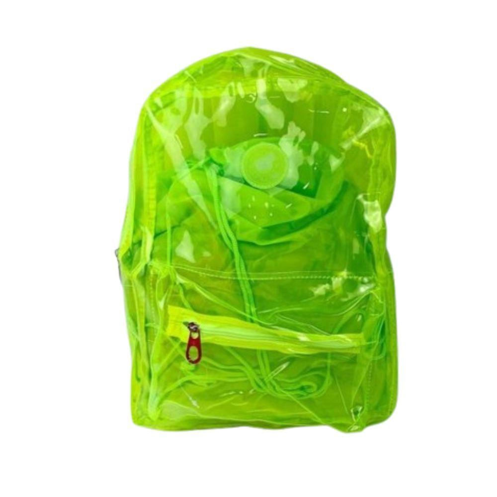 Mochila Transparente Neon Juvenil Feminina Escola Praia Piscina verdelim