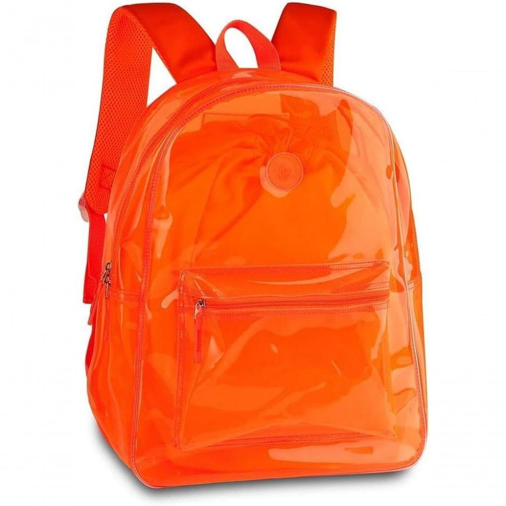 Mochila Transparente Neon Juvenil Feminina Escola Praia Piscina laranja