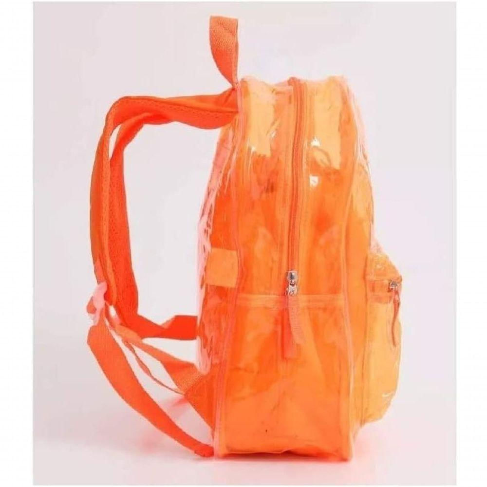 Mochila Transparente Neon Juvenil Feminina Escola Praia Piscina laranja