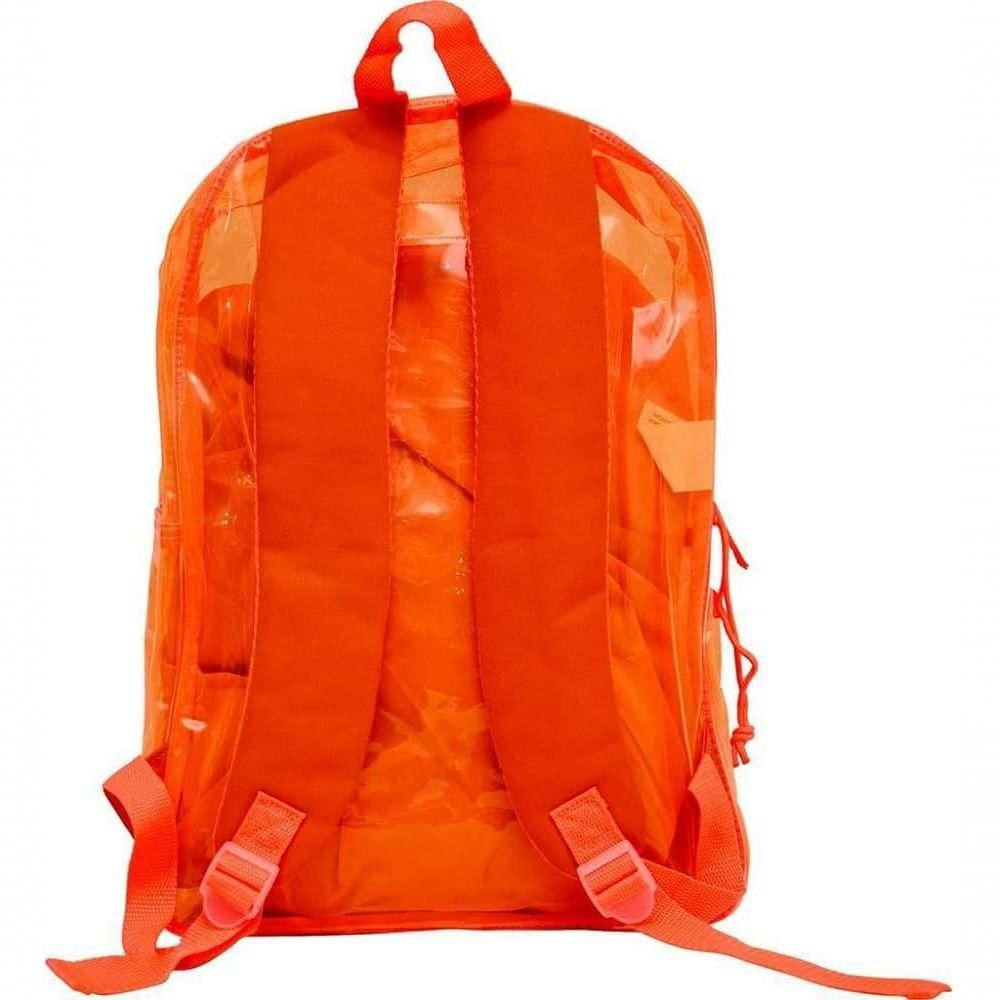 Mochila Transparente Neon Juvenil Feminina Escola Praia Piscina laranja