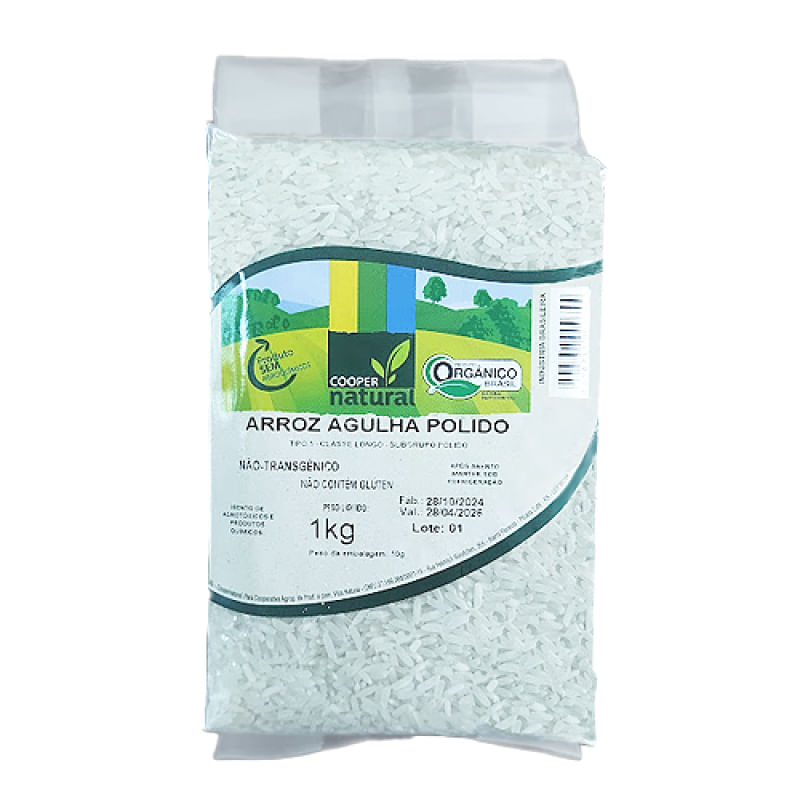 Arroz Agulha Polido Orgânico Coopernatural 1kg