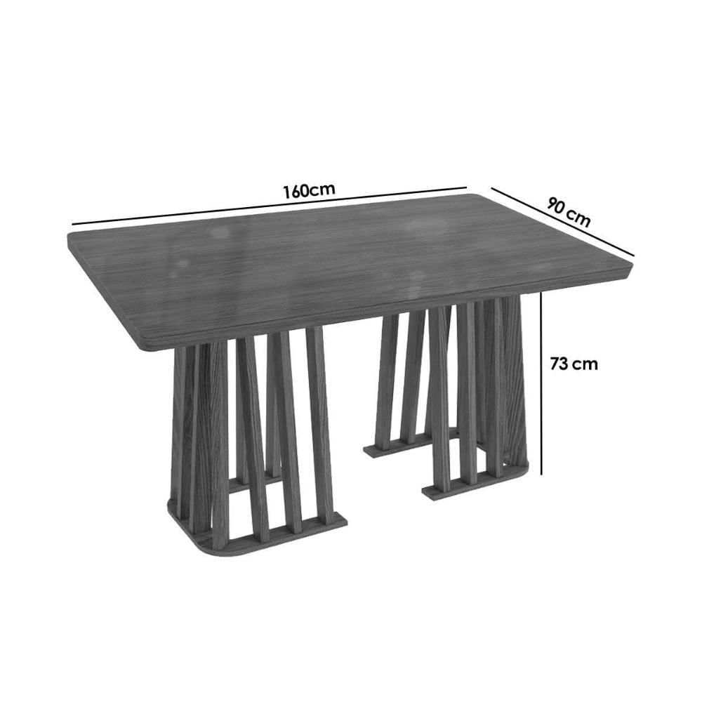 Mesa Para Cozinha Alteia Com Tampo Madeirado Com Vidro 90x160cm Nogueira Preto Fosco Vidro Preto Kappesberg