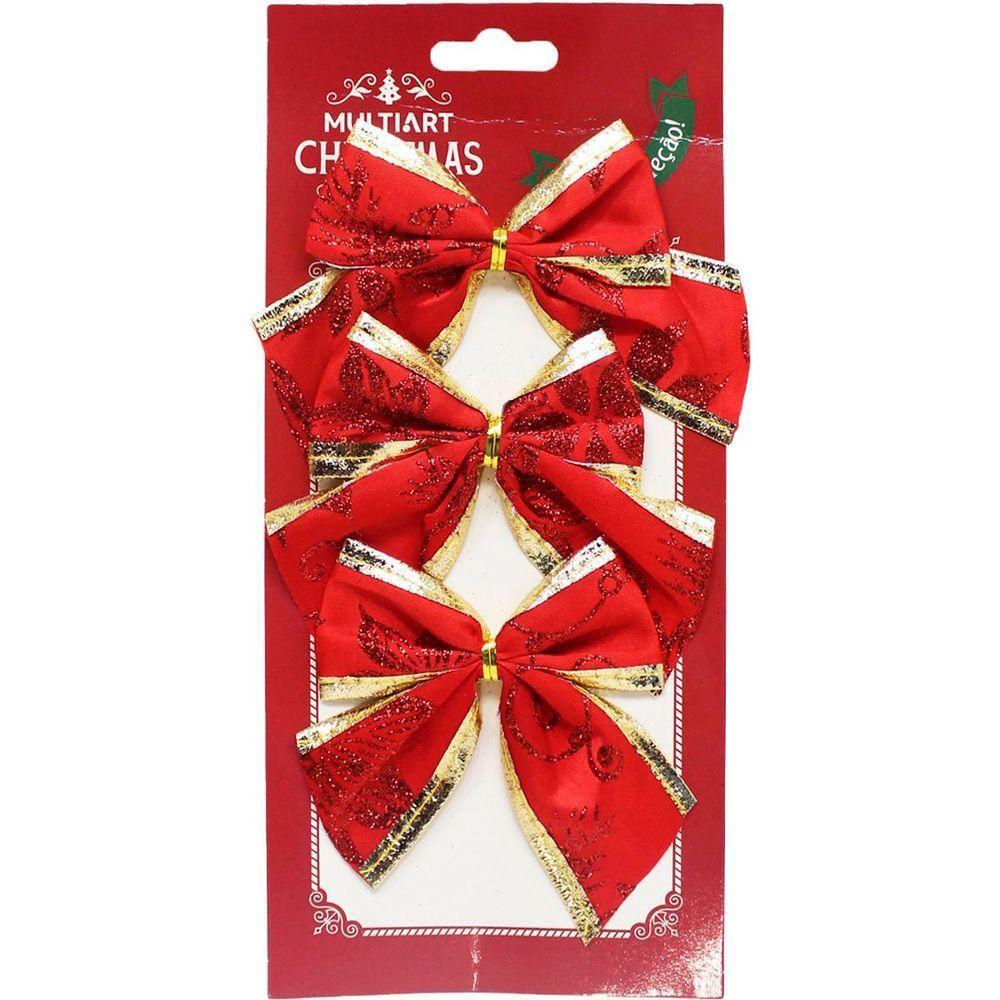 Kit 18 Enfeite Laços Vermelho Natalino árvore Natal De 10cm