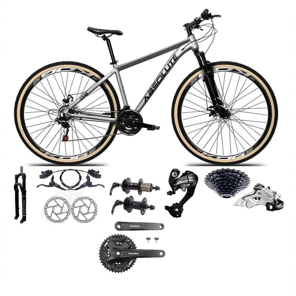 Bicicleta Aro 29 Absolute Nero 5 Câmbios 27v Shimano Altus Freios Hidráulicos Pneu Com Faixa - Cinza Tam.21