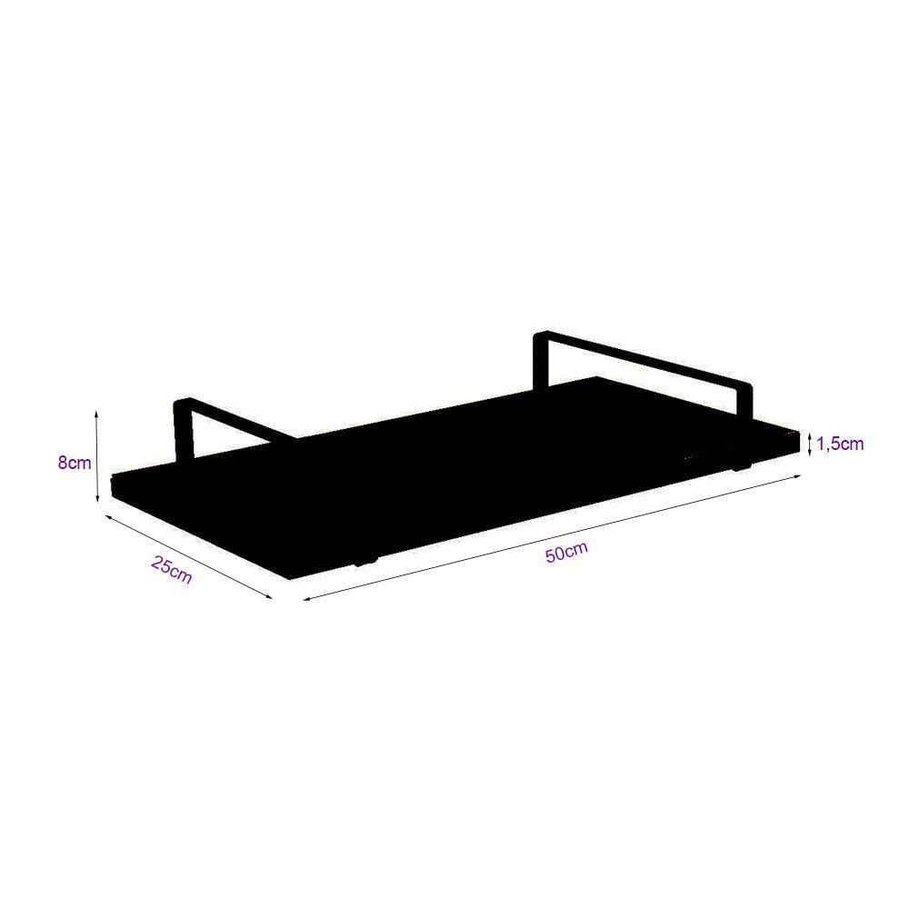 Bandeja Espelhada 25x50cm Borda Infinita Branca Com Alça Prata