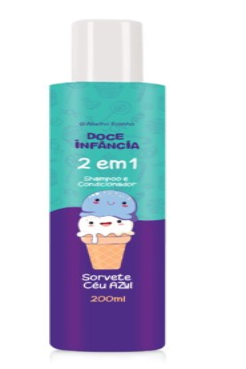 Shampoo e Condicionador 2 em 1 Doce Infância Sorvete Céu Azul 200ml AR  (7071)