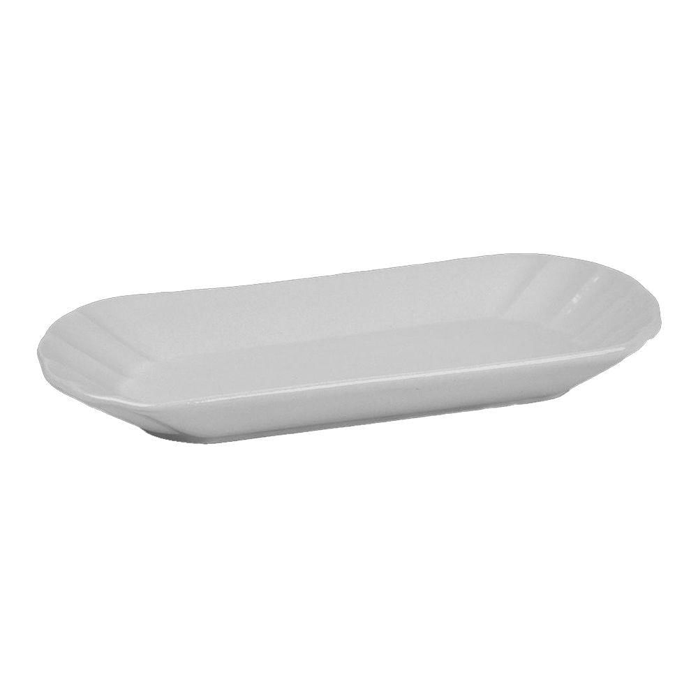 Travessa De Cerâmica 28cm Branca Oval Borda Ondulada Cozinha Alimentos Class