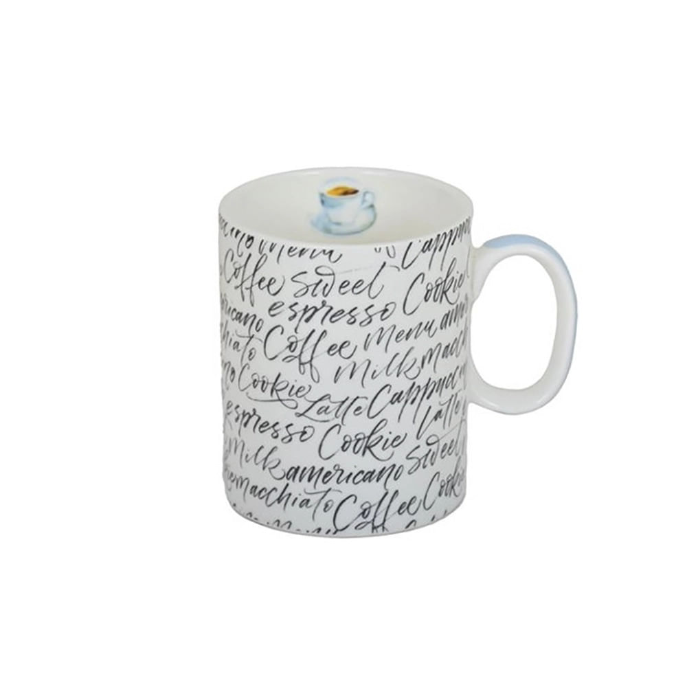 Caneca Haus Frases Coffee em Porcelana Branca 340ml