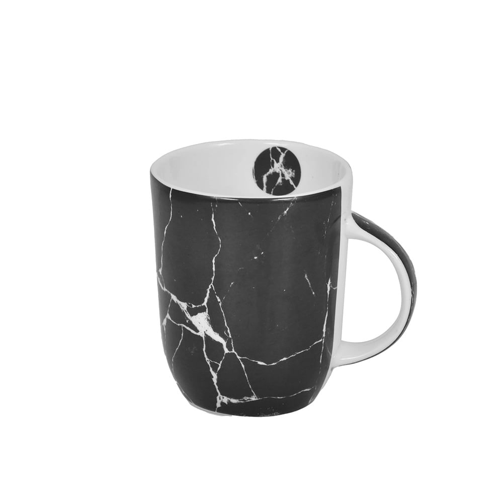 Caneca em Porcelana Haus Mármore Preta 380ml