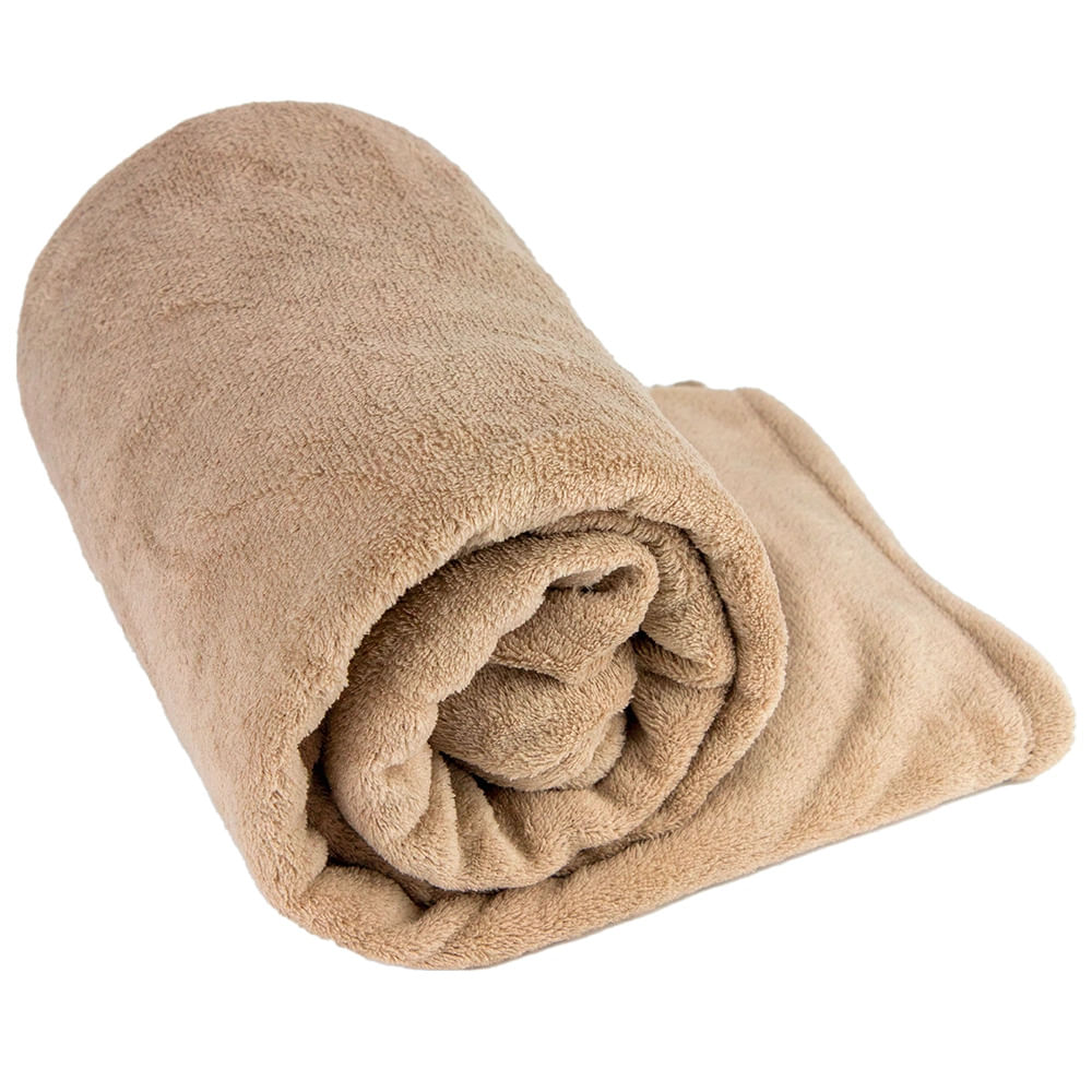 Manta Cobertor Solteiro Fleece Andreza Lisa 100% Poliéster Bege