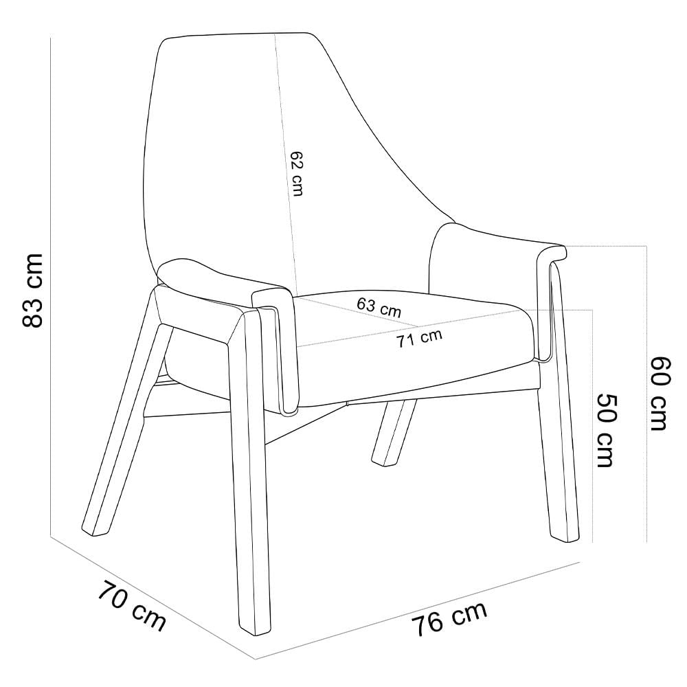 Kit 02 Poltronas Decorativa Para Sala de Estar Sakura L02 Couríssimo Marrom - Lyam Decor