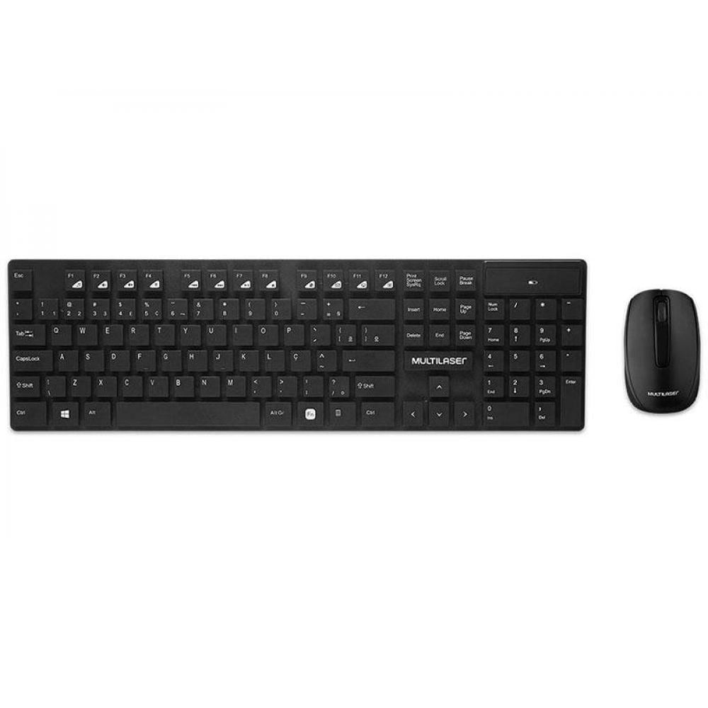 Kit Teclado e Mouse Sem Fio Teclas Flutuantes Preto