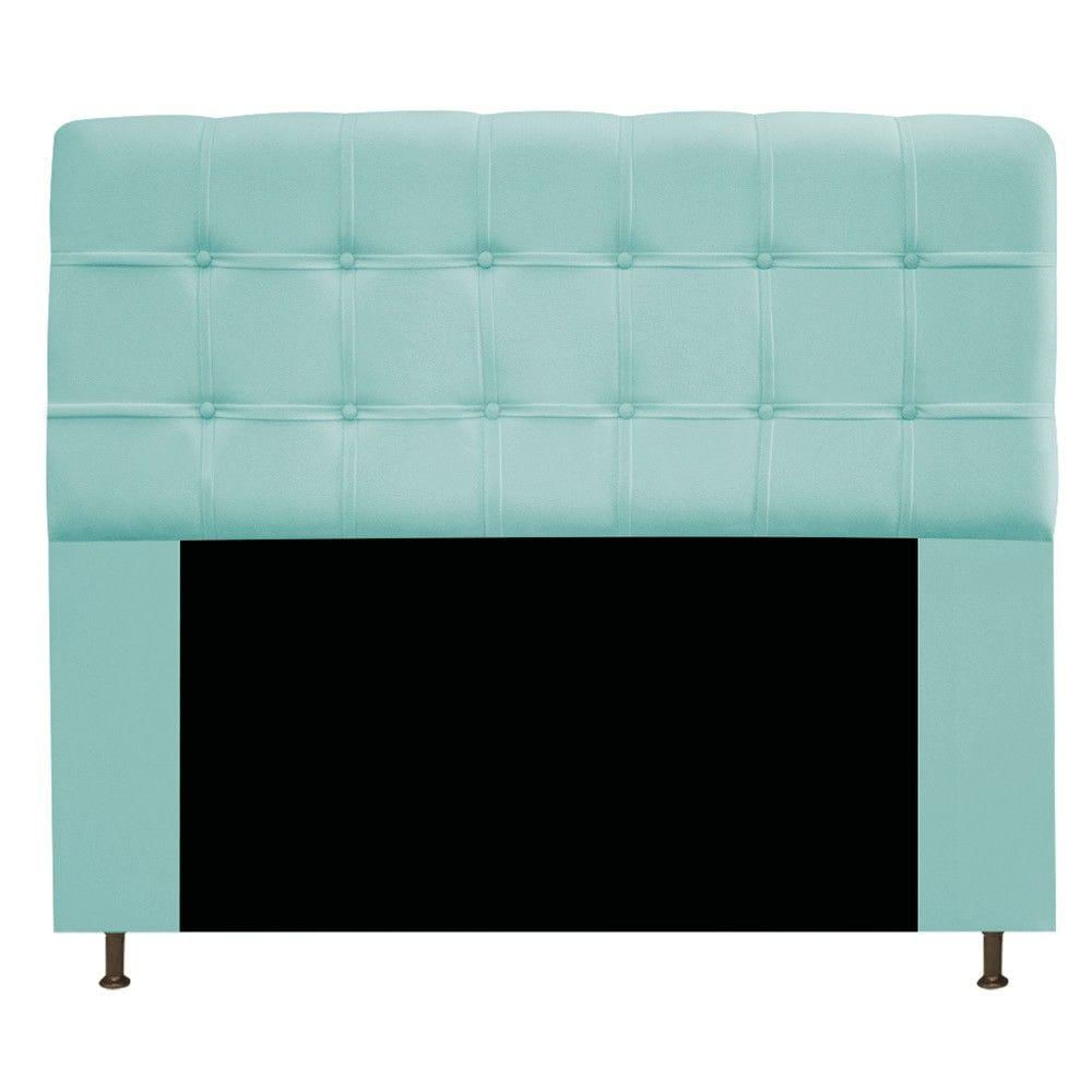 Cabeceira160Cm Queen Size Com Botonê Suede Azul Tiffany