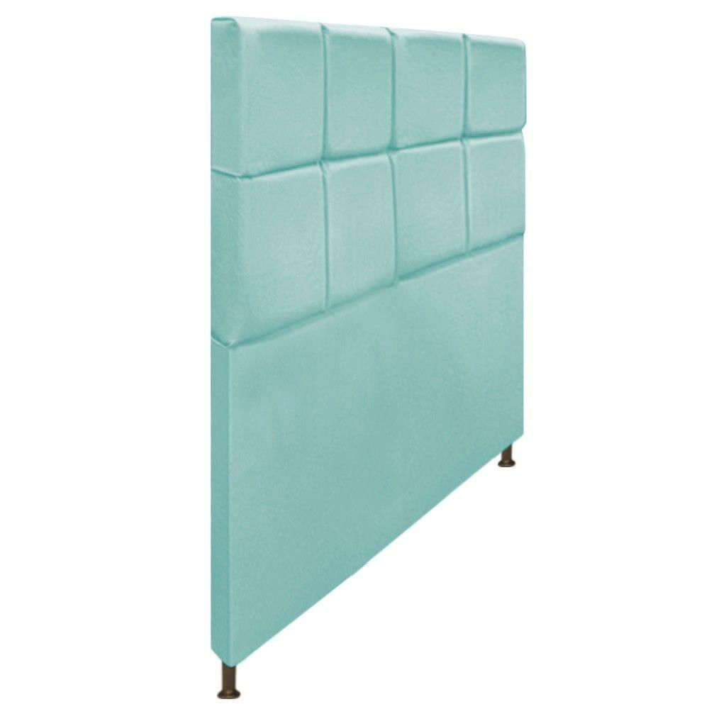 Cabeceira Damares 140 Cm Casal Com Botonê Suede Azul Tiffany