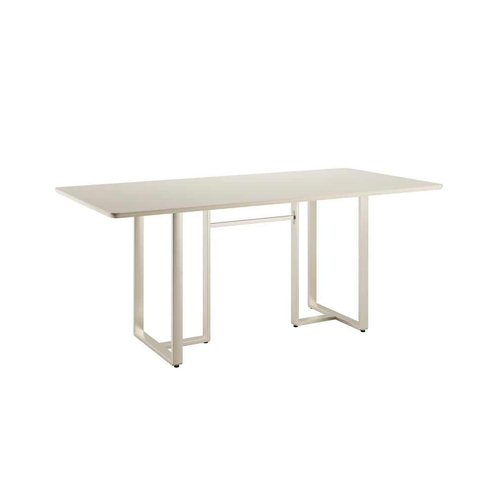 Mesa de Jantar Retangular com Tampo de Vidro Arcadia Off White e Champagne 160 cm