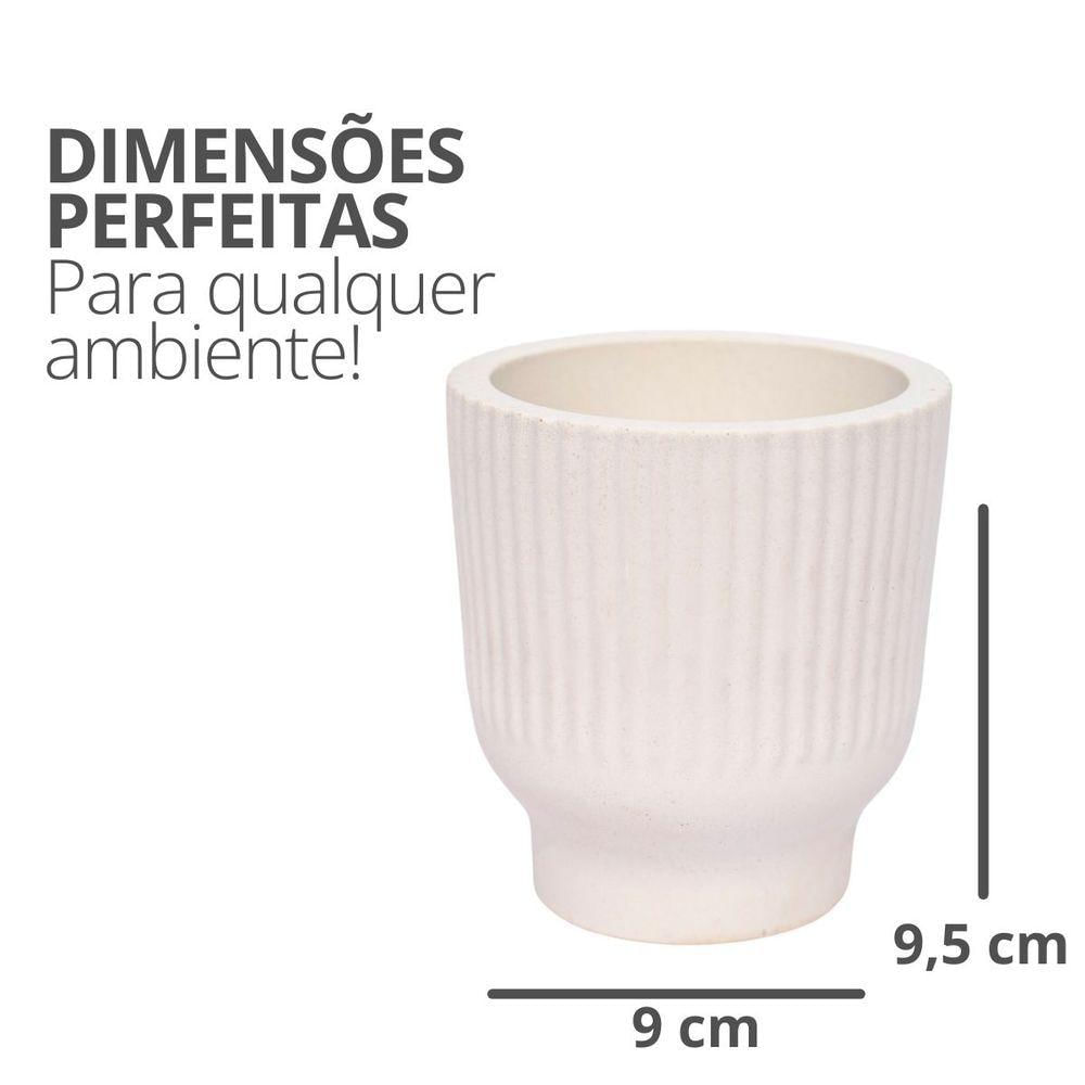 Vaso Decorativo Garrafa Invertida Listras 9,5cm Cimento Artesanal Branco