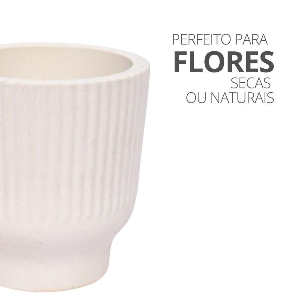 Vaso Decorativo Garrafa Invertida Listras 9,5cm Cimento Artesanal Branco