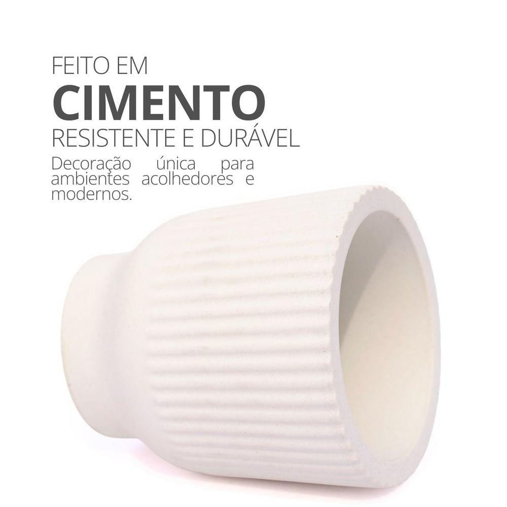 Vaso Decorativo Garrafa Invertida Listras 9,5cm Cimento Artesanal Branco