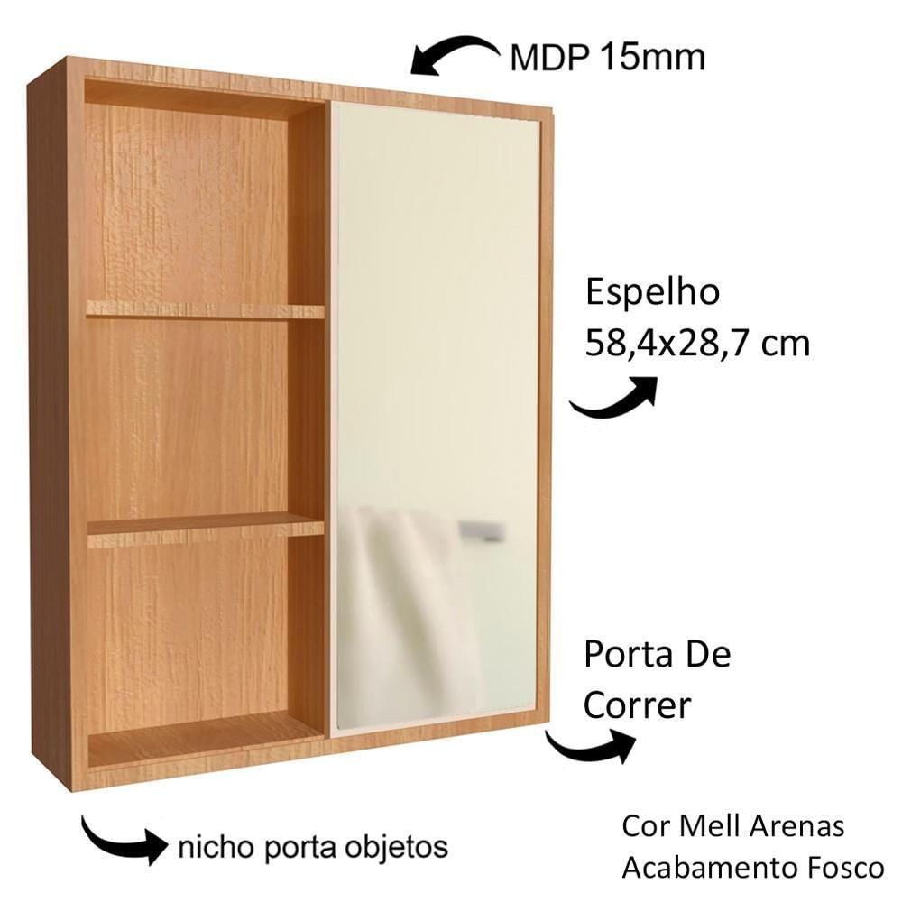 Armario Espelheira 1 Porta Correr 60 Cm Es7250 Mell Arenas Faem Mell Arenas