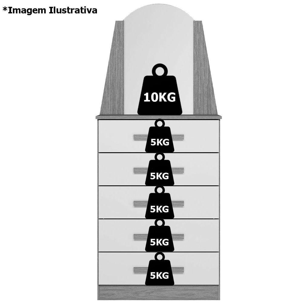 Cômoda 5 Gavetas Com Espelho Mdp Valentina Cinamomo Off White