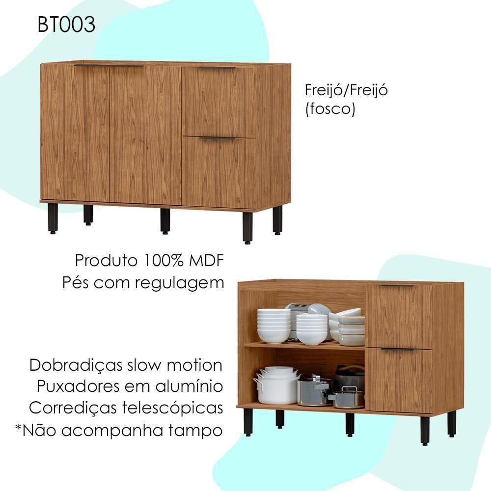 Balcao Para Pia Sem Tampo Mdf 120 Cm Tosc Bt003 Freijo Freijo Mxm Freijo Freijo