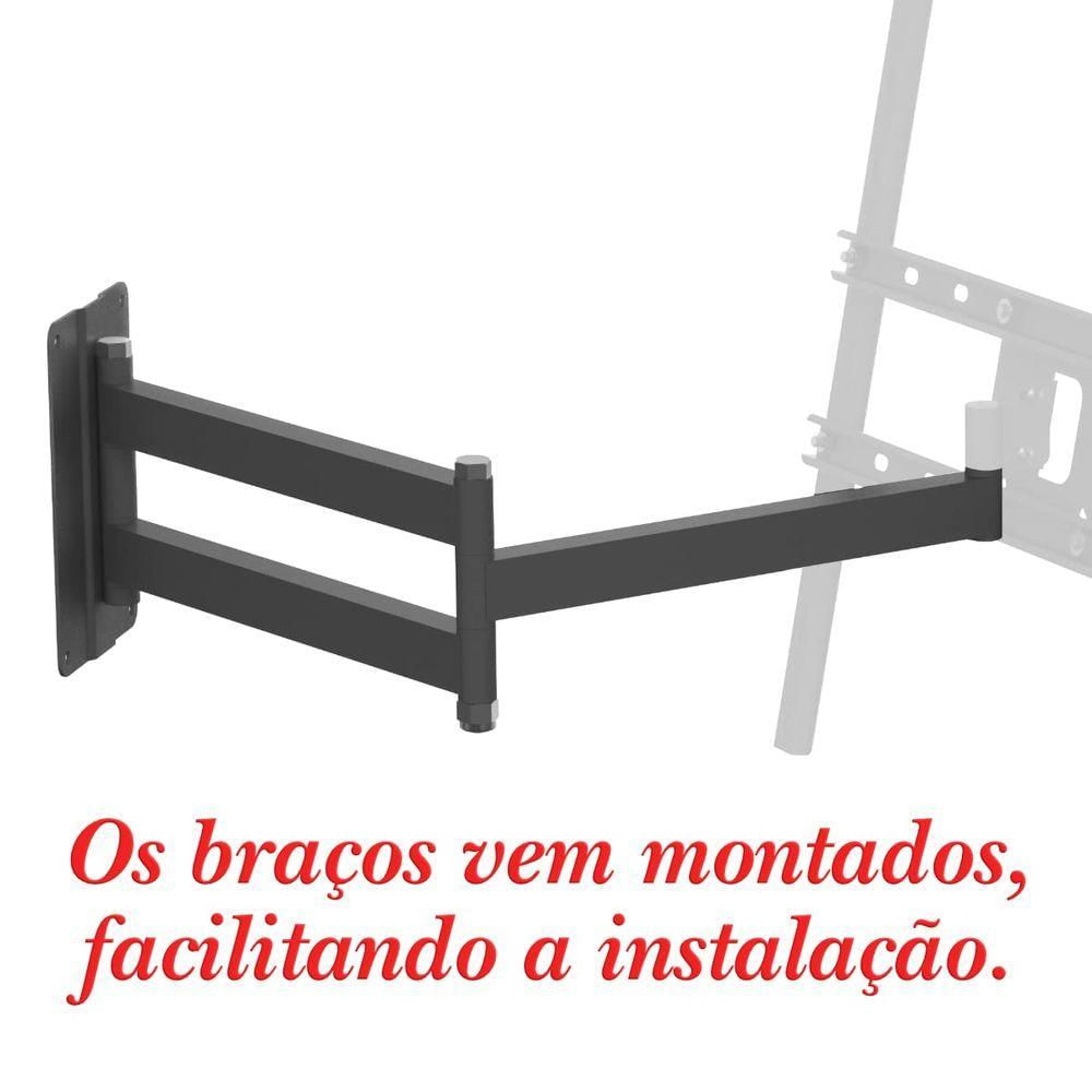 Suporte Tv 10" A 56" Braço Longo Vesa 400x400 4 Mov Preto