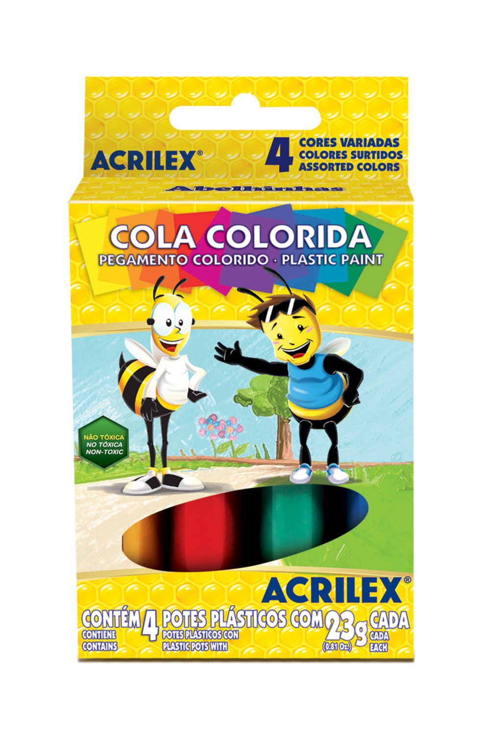 Cola Acrilex Colorida com 4 Cores 23g