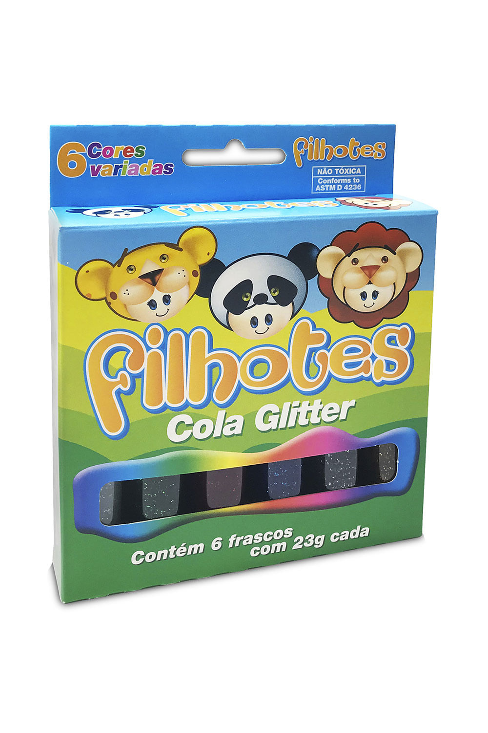 Cola Acrilex Gliter Filhotes com 6 Cores 23g