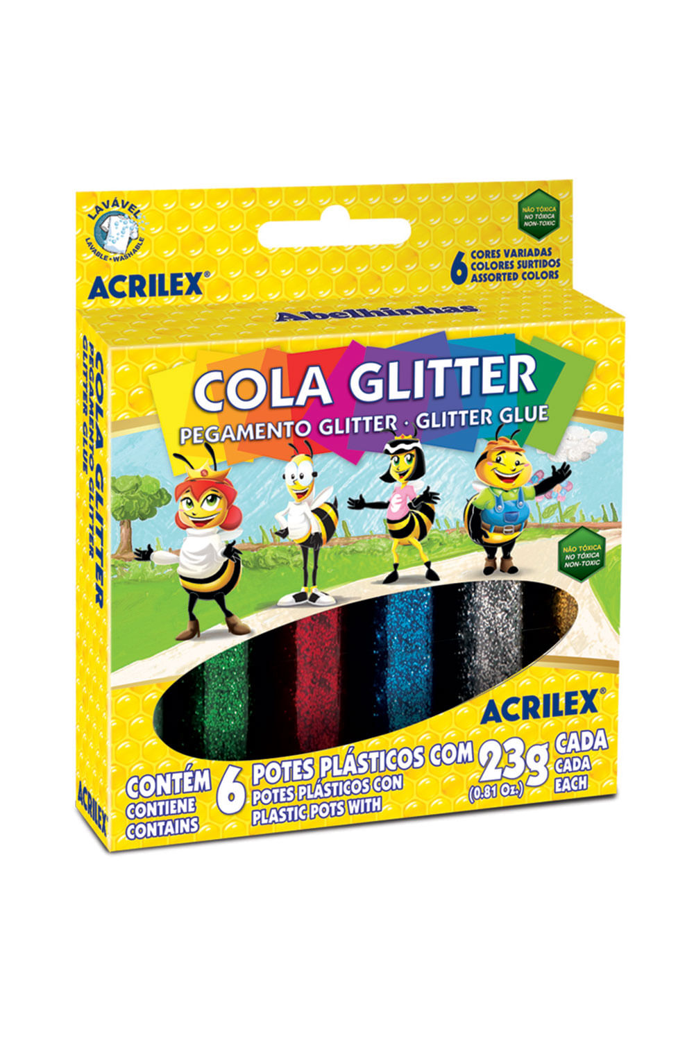 Cola Acrilex Gliter com 6 Cores 23g