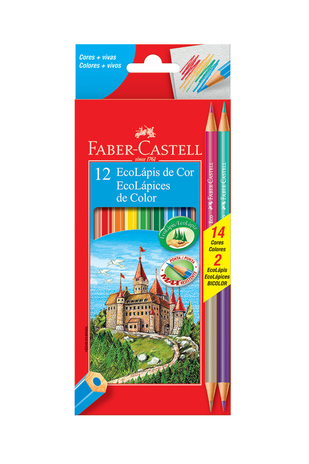 Lápis de Cor Faber-Castell 10 Cores e 2 Lápis Bicolor