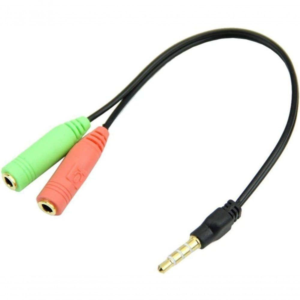 Cabo Adaptador P3 Fêmea Para 2 P2 Macho - Fone E Microfone - Cabo P3