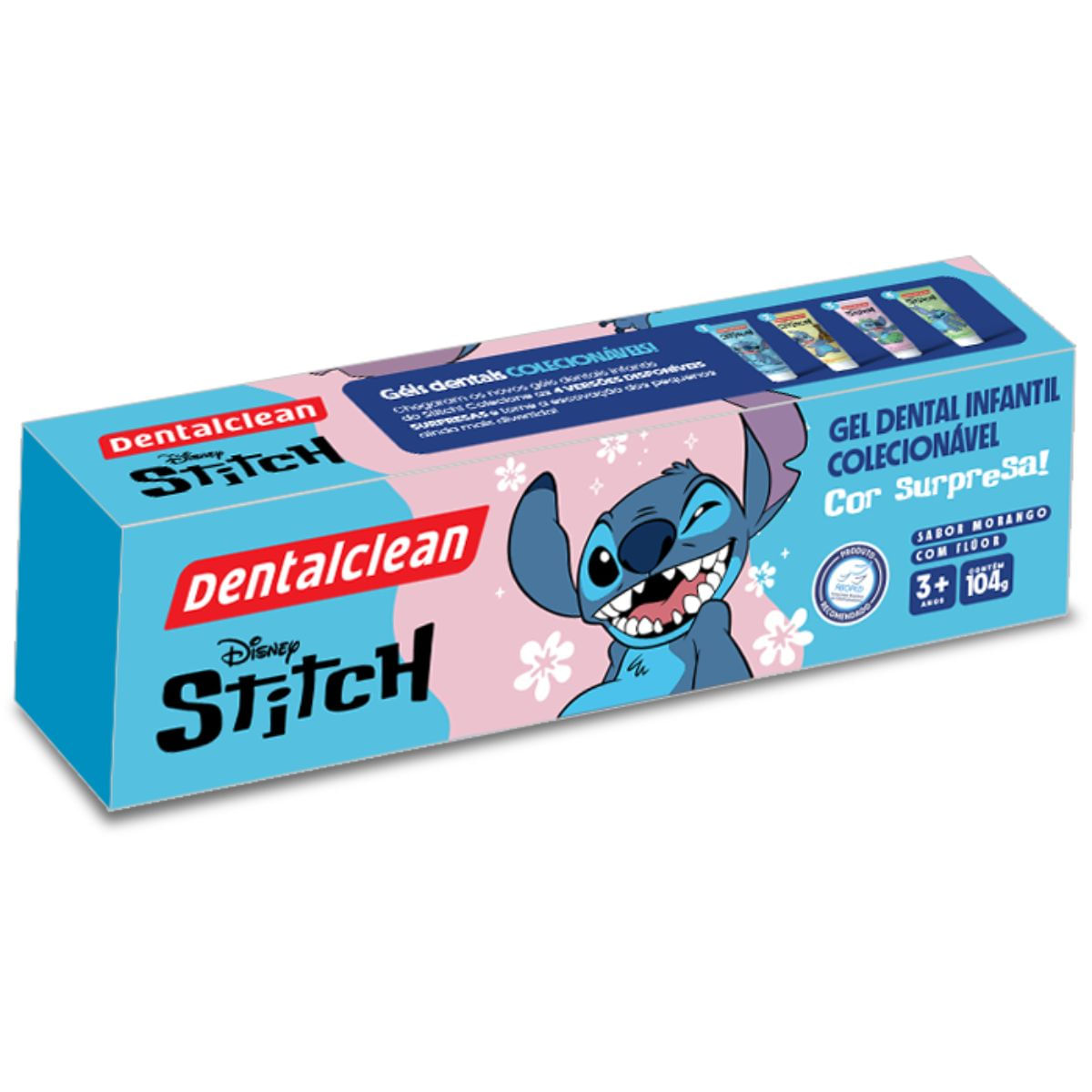 GEL DENTAL + ESCOVA JUVENIL + FLOSSER - STITCH - DENTALCLEAN