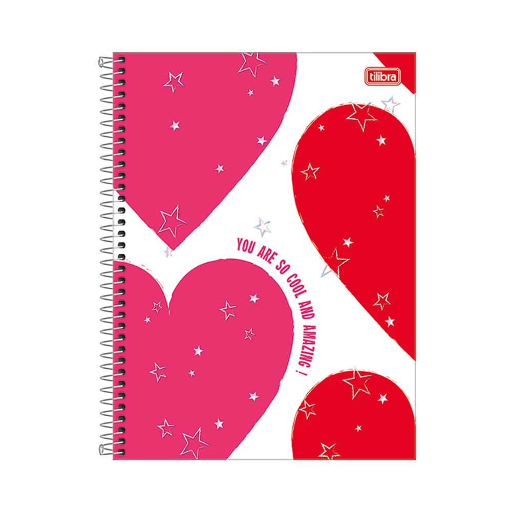 Caderno Universitário Tilibra Espiral Capa Dura Love Pink 10 Matérias 160 Folhas Capas Diversas 4298