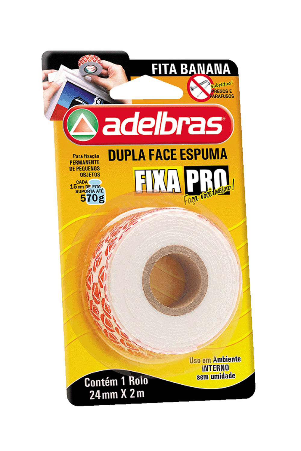 Fita Adesiva Dupla Face Adelbras com Espuma Uso Interno 2mx24mm