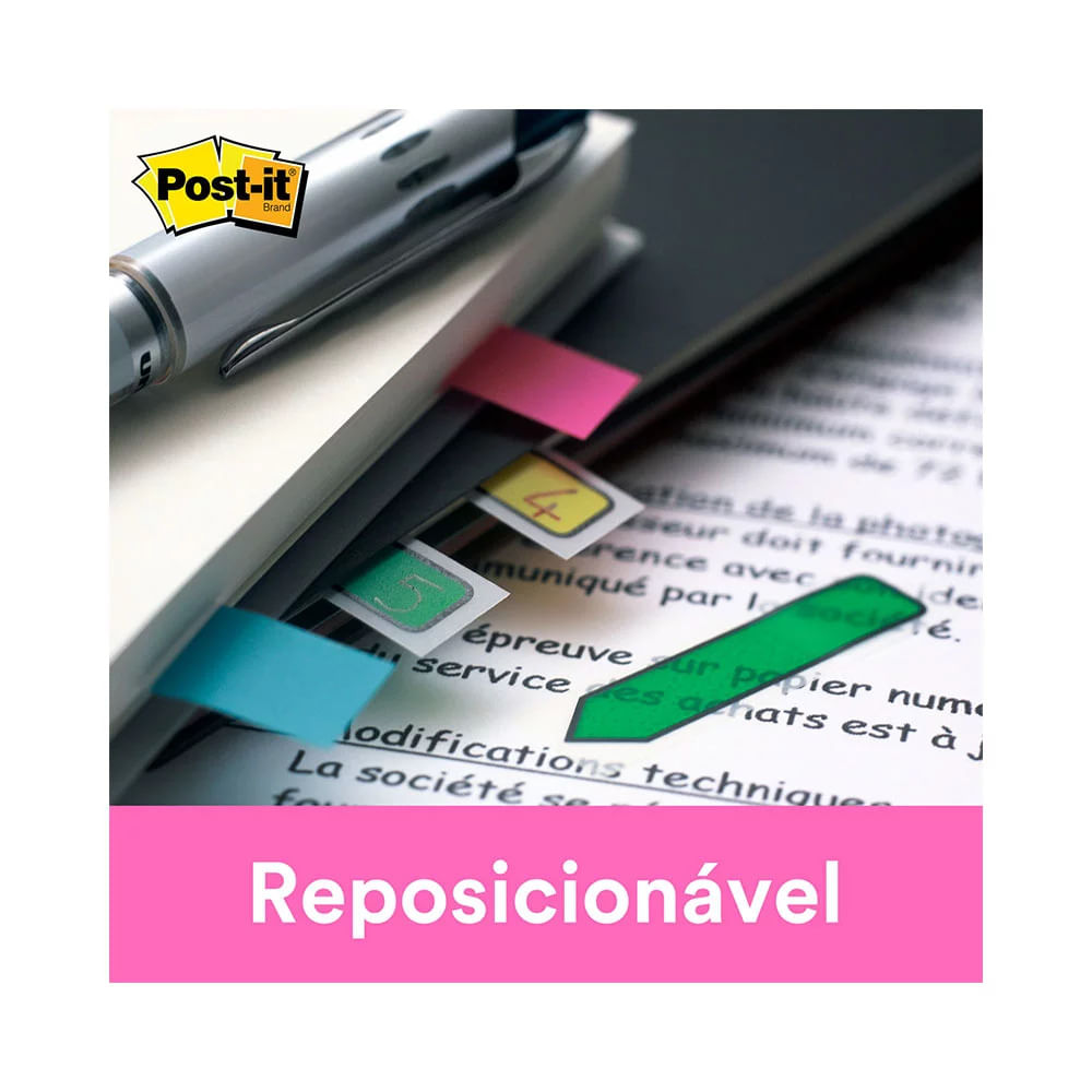 Bloco Adesivo Post It 3M Flag com 11,9x43,2mm com 5 Unidades 100 Folhas