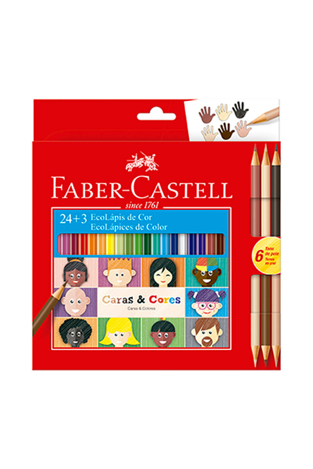 Lápis de Cor Faber-Castell Caras & Cores 24 Cores e 3 Tons de Pele - Le  biscuit