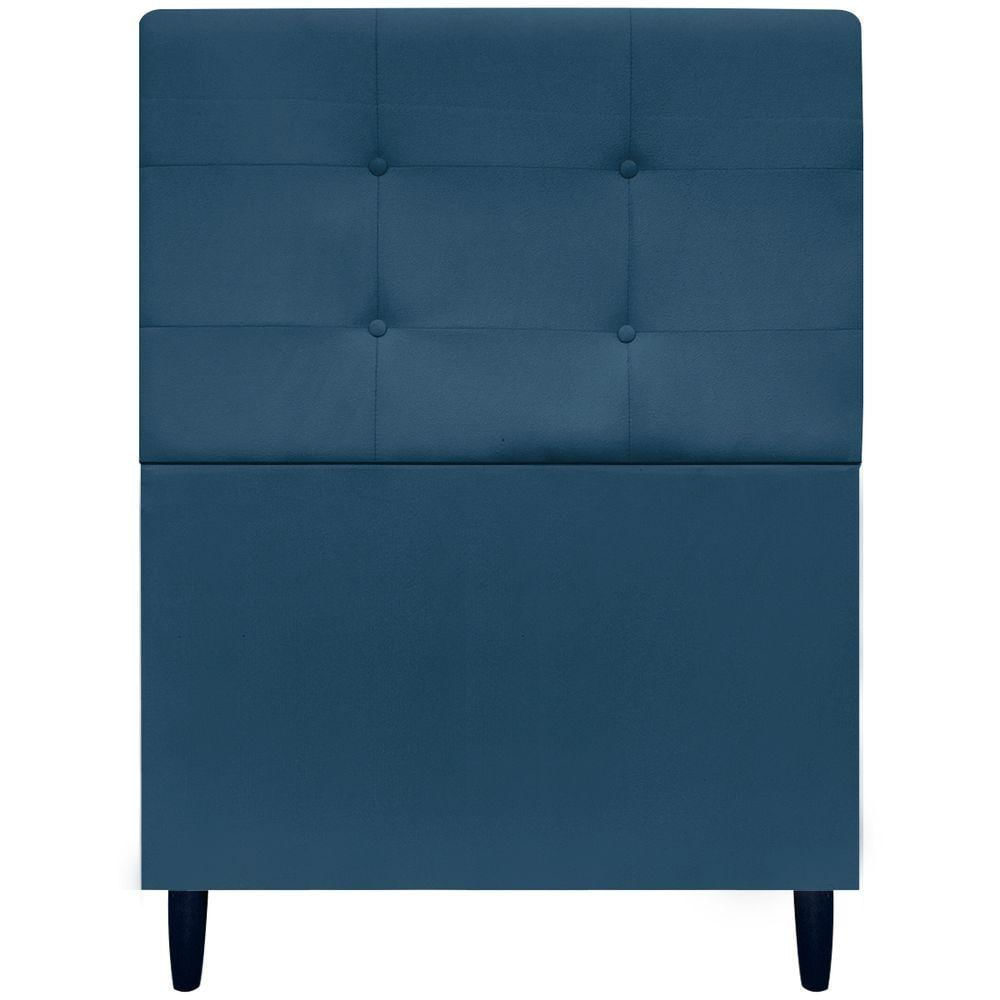 Cabeceira Decorativa Ivy Para Cama De Solteiro 90 Cm Suede Azul-marinho, Suede