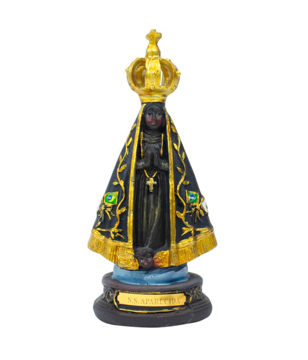 Nossa Senhora Aparecida 10cm - Enfeite Resina - Tudo em Caixa