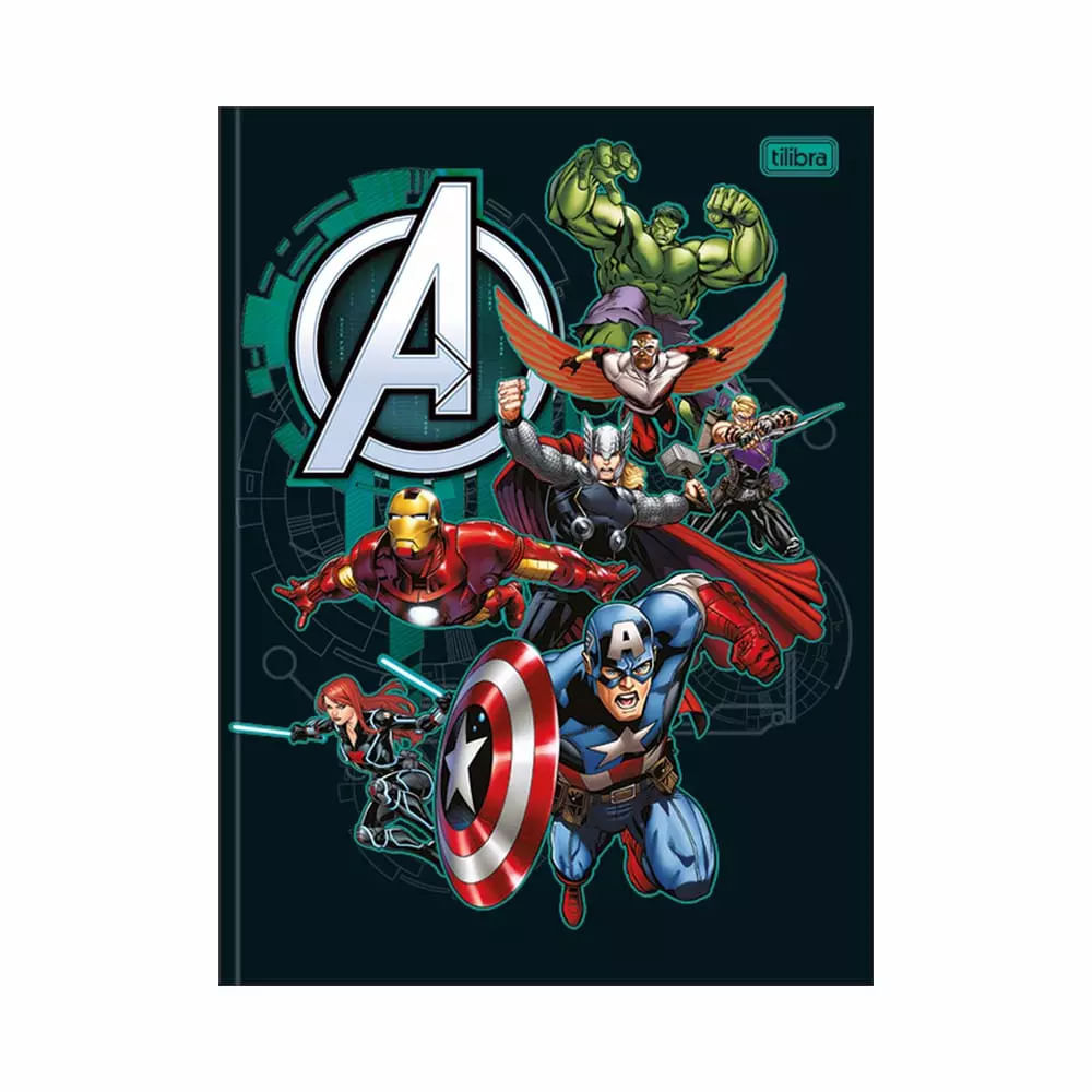 Caderno Tilibra Brochura Capa Dura 1/4 Avengers 80 Folhas Capas Diversas - Item Sortido