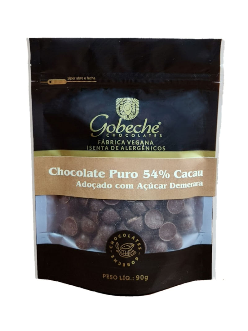 Gotas Chocolate 54% Cacau Gobeche - Adoçado com Açúcar Demerara - 90g