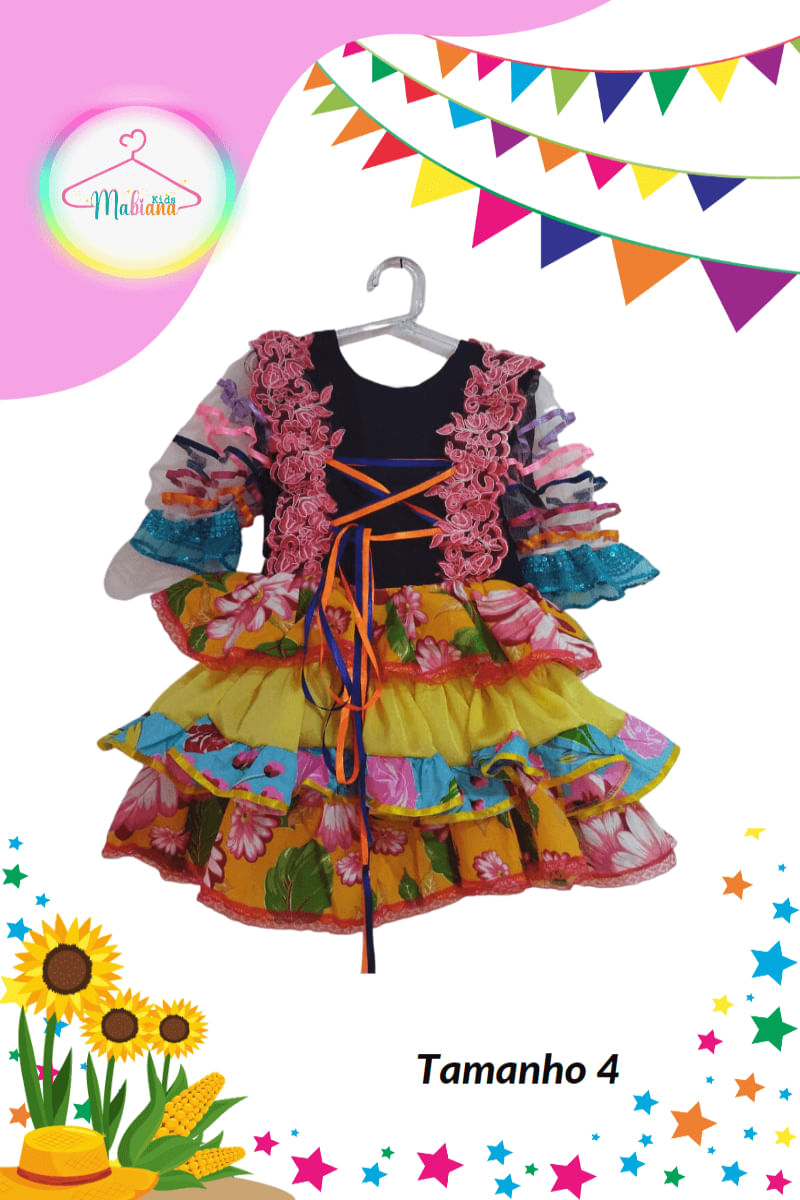 Vestido Junino infantil colorido (Tam. 4)