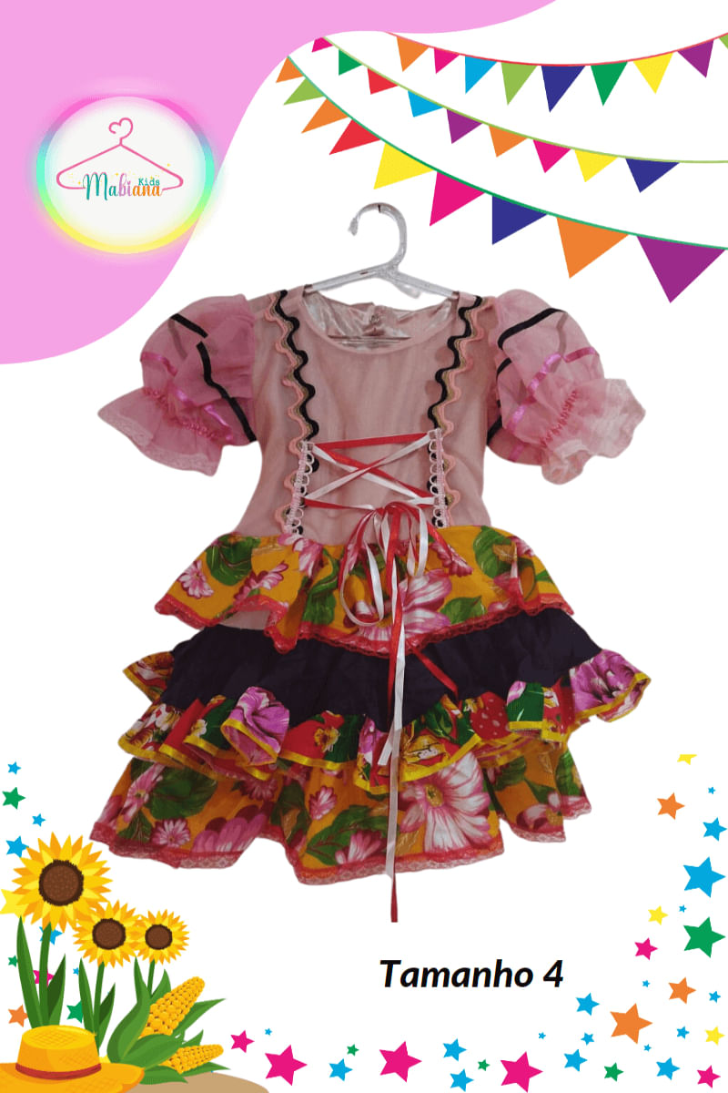 Vestido Junino infantil colorido (Tam. 4)