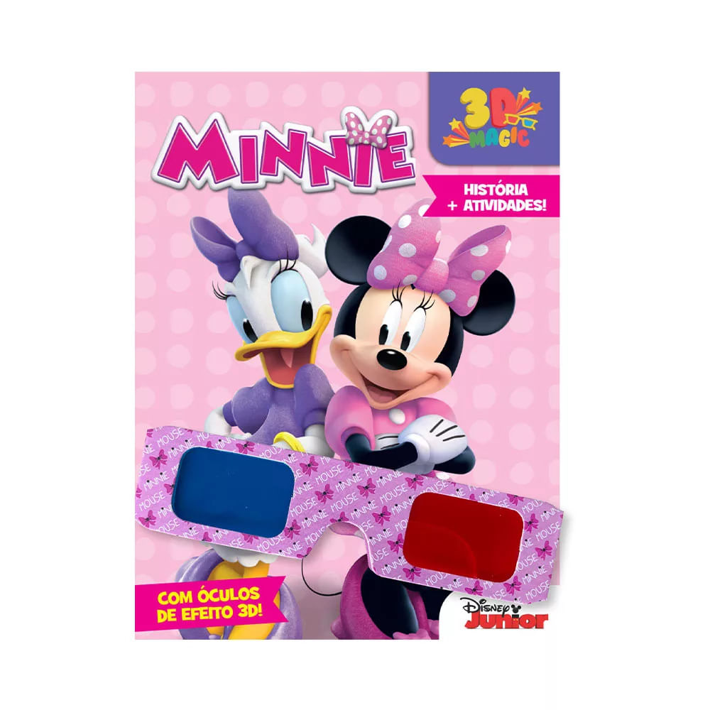 Livro Infantil DCL Histórias e Atividades Disney Minnie com Óculos 3D Magic