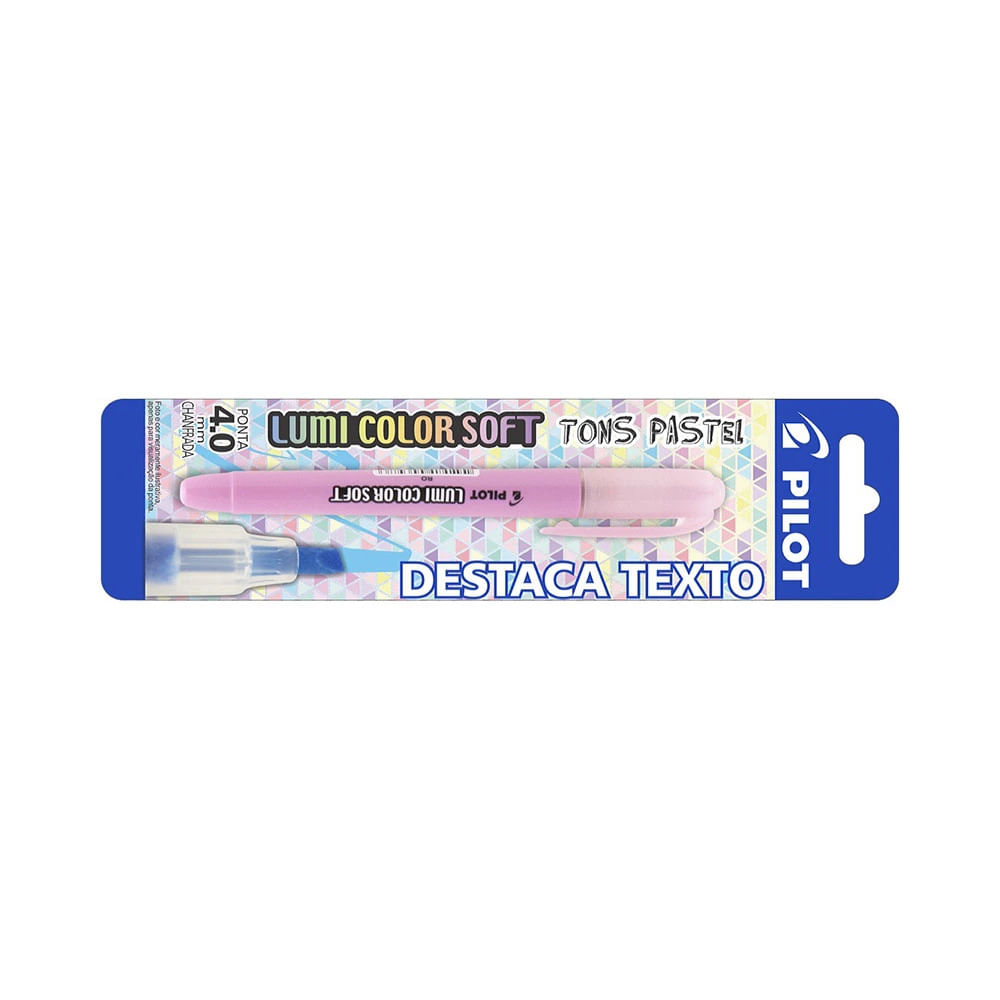 Marcador de Texto Pilot Lumi Color Soft Ponta Chanfrada Rosa Pastel 4.0mm