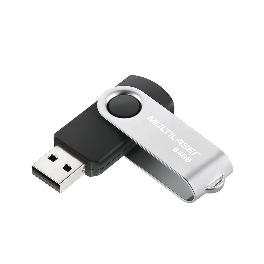 Pen Drive Multilaser Twist USB 2.0 64GB Preto