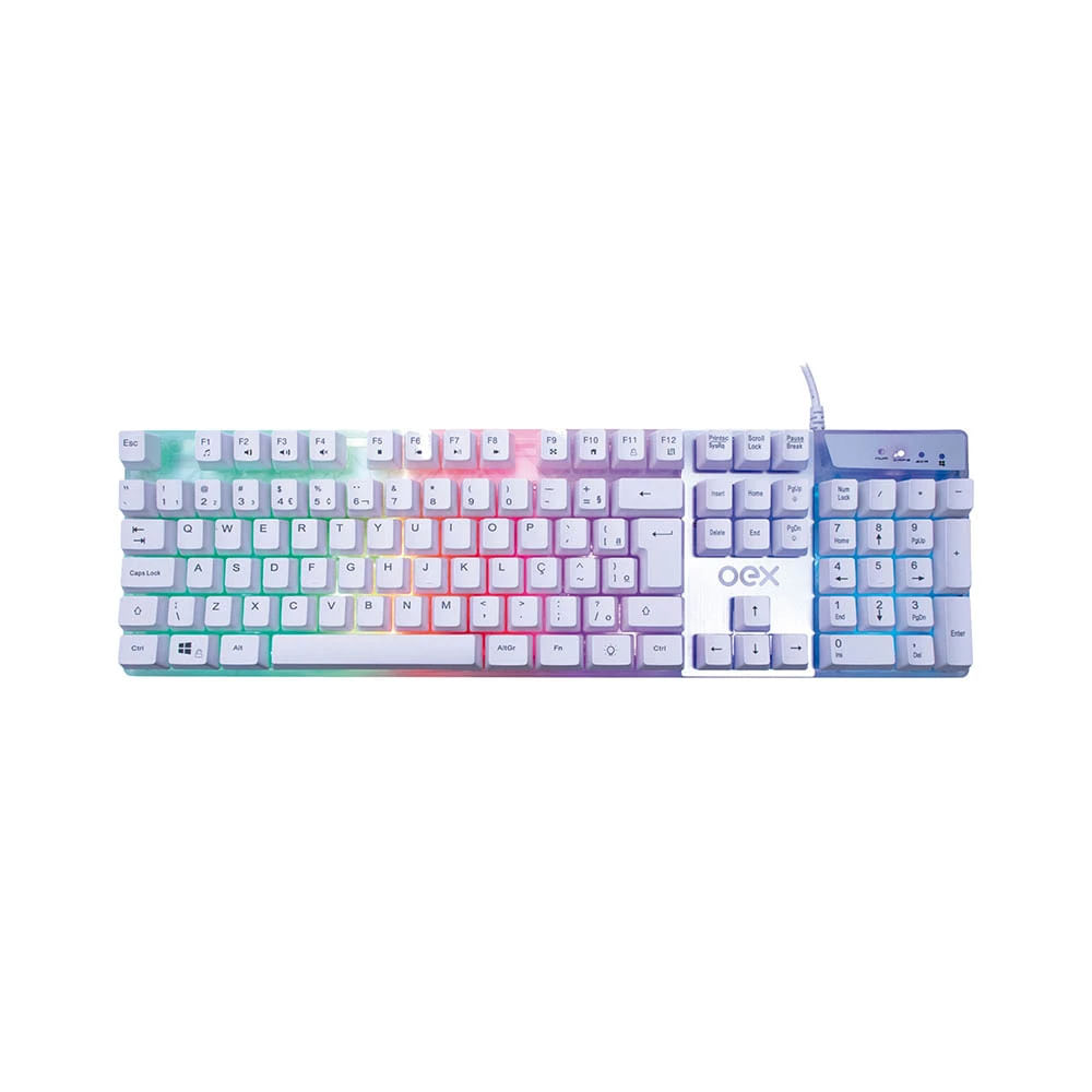 Teclado Gamer OEX Game Prismatic com LED Branco TC205